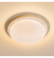Plafón pequeño blanco de 30 cm en travertino natural LED...