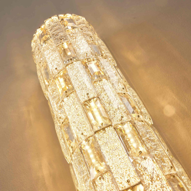 Aplique LED dorado con cristales de vidrio y...