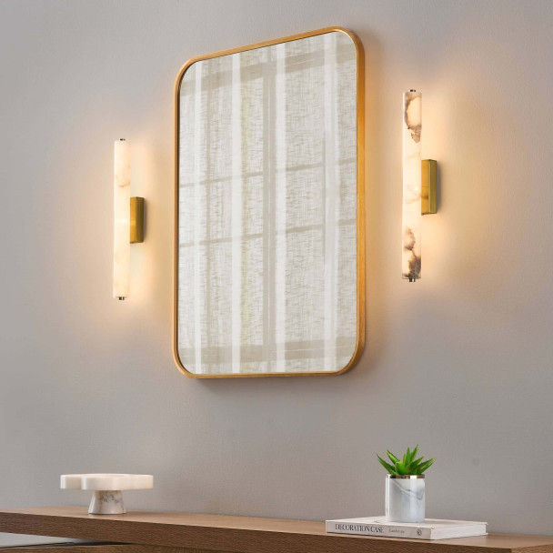 Aplique de pared alargado dorado LED de...