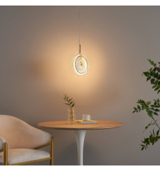 Lámpara dorada LED con disco de vidrio transparente...