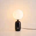 Lámpara de mesa retro chic negra con vidrio blanco - Sorène