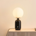 Lámpara de mesa retro chic negra con vidrio blanco - Sorène
