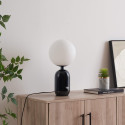 Lámpara de mesa retro chic negra con vidrio blanco - Sorène