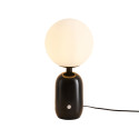 Lámpara de mesa retro chic negra con vidrio blanco - Sorène