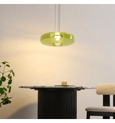 Lámpara LED colgante con disco de vidrio de color de 45...