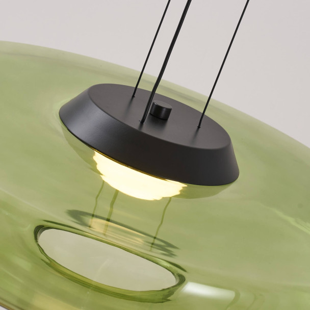 Lámpara LED colgante con disco de vidrio de...