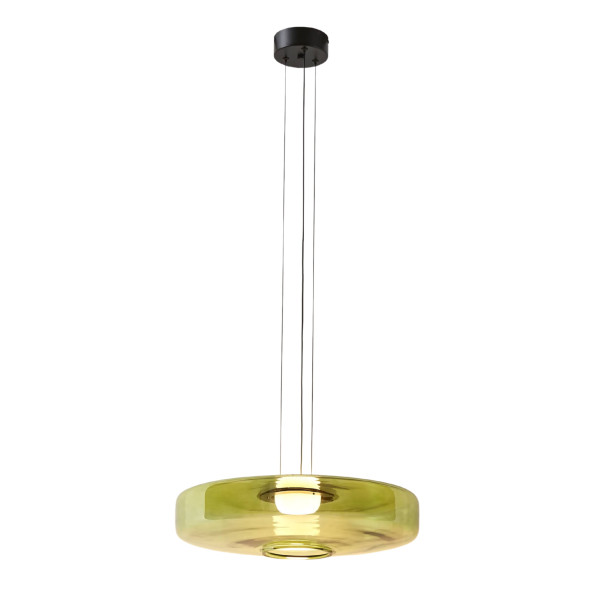 Lámpara LED colgante con disco de vidrio de...