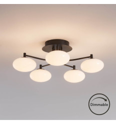 Plafón regulable negro y blanco con 5 esferas luminosas -... 2