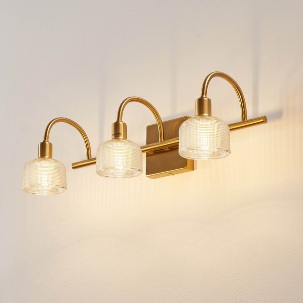 Aplique largo vintage dorado con triple vidrio...