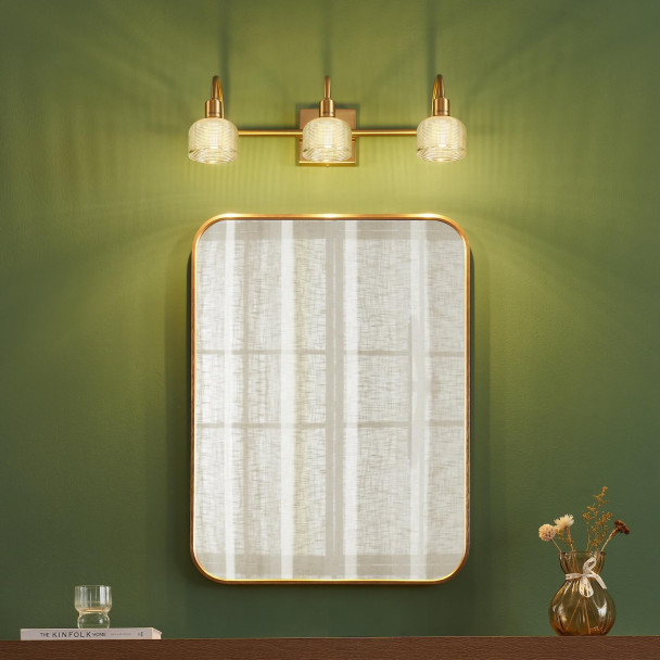 Aplique largo vintage dorado con triple vidrio...