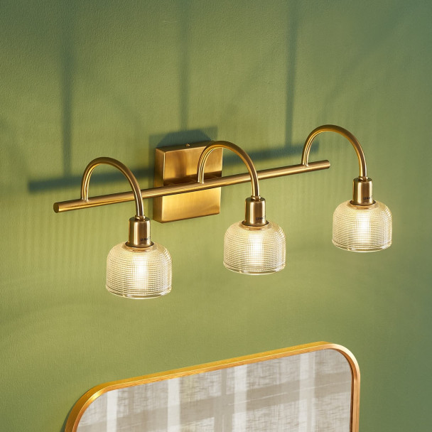 Aplique largo vintage dorado con triple vidrio...
