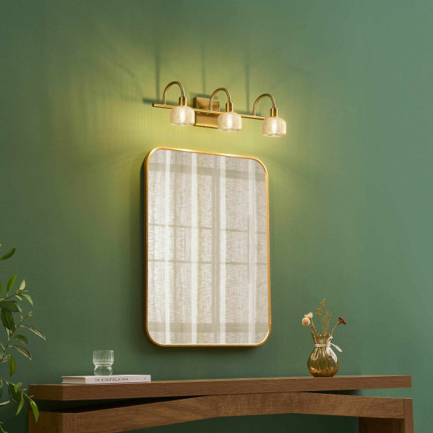 Aplique largo vintage dorado con triple vidrio...