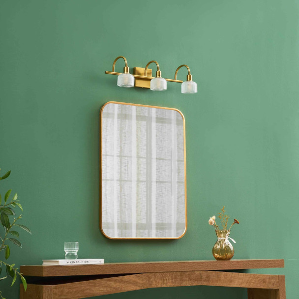 Aplique largo vintage dorado con triple vidrio...