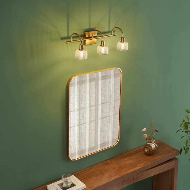 Aplique largo vintage dorado con triple vidrio...