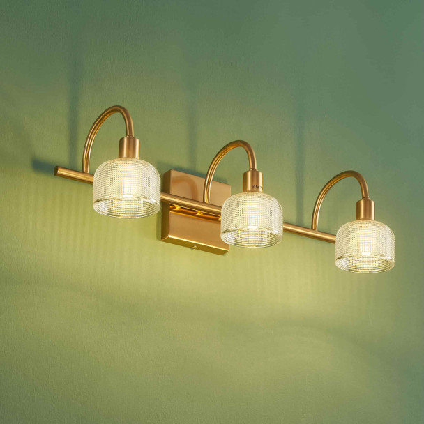 Aplique largo vintage dorado con triple vidrio...