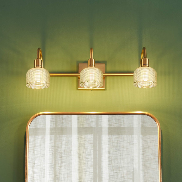 Aplique largo vintage dorado con triple vidrio...