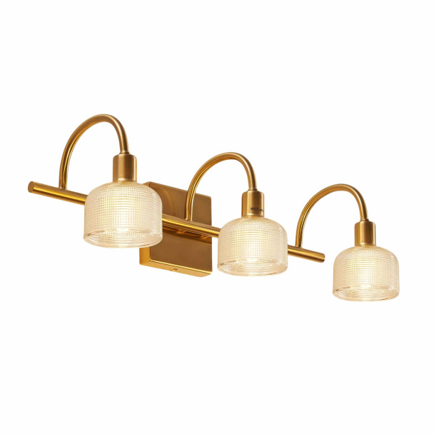 Aplique largo vintage dorado con triple vidrio...