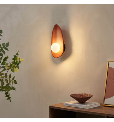 Luminaria de pared de cerámica marrón guijarro y vidrio...