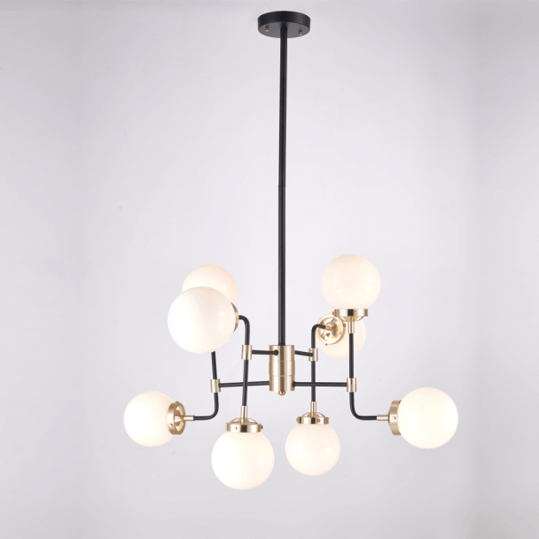 Lámpara de Techo Industrial 8 Luces - Vidrio Blanco Zenith