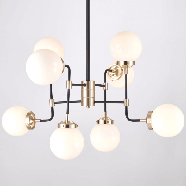 Lámpara de Techo Industrial 8 Luces - Vidrio Blanco Zenith